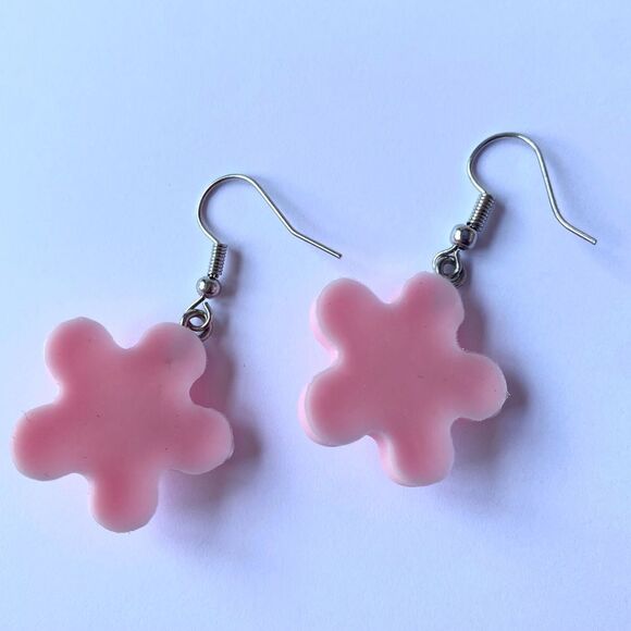 Pink Flower Earrings - Picture 2 of 3